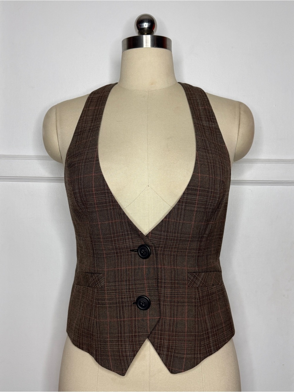 Express brown plaid vest